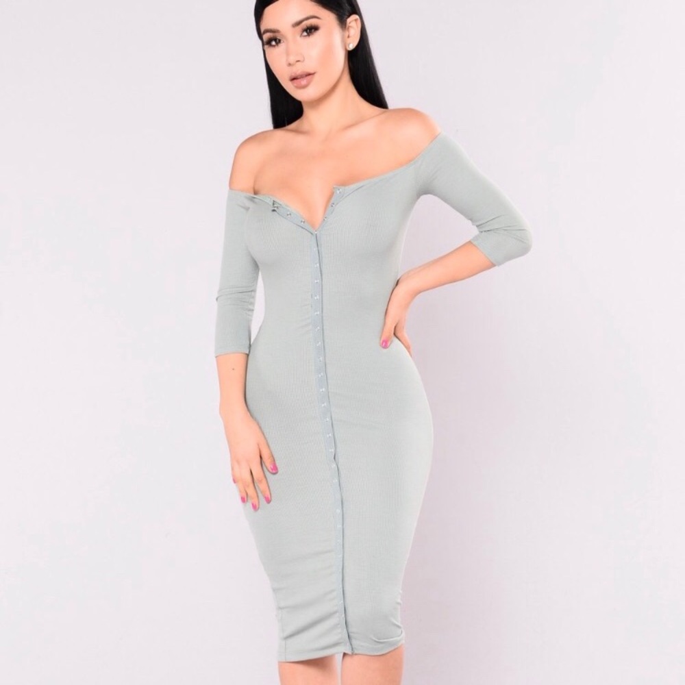 Fashion Nova Puppy Love dress in Sage